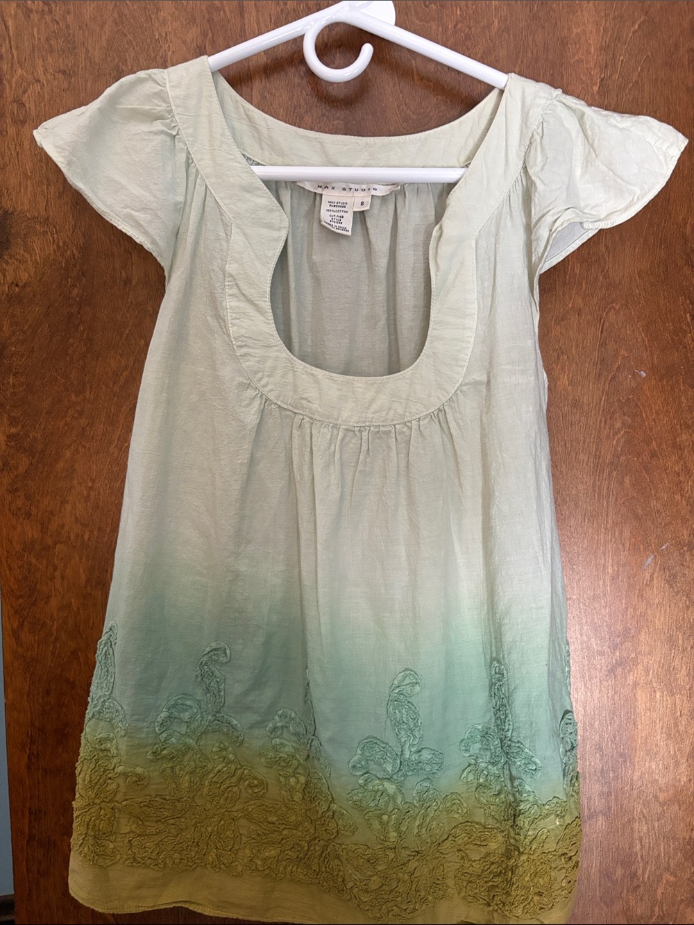 Max Studio Mint-to-Green Ombre Embroidered Scoop-Neck Tunic